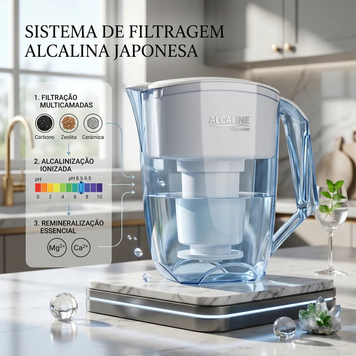 Detalhe do Purificador Alcaline Max Nipponflex